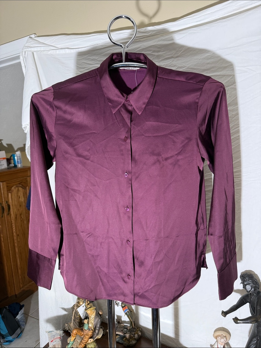 Abercrombie & Fitch Plum Button-Front Long Sleeve Shirt